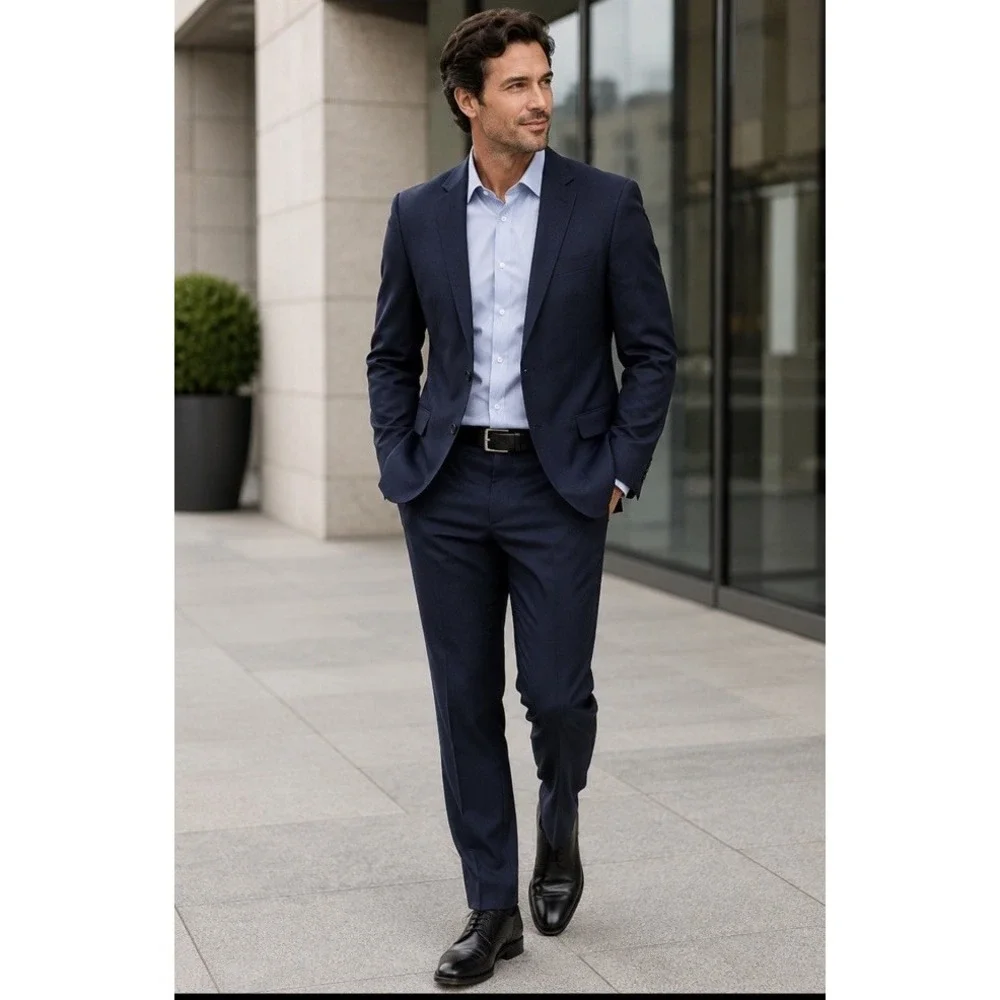 Brooks Brothers Explorer Regent Fit Suit Mens 41R 35x32 Navy Blue Wool Preppy